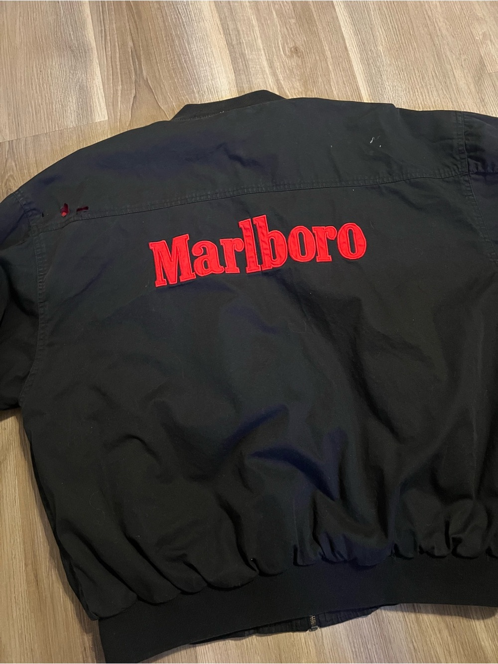 Vintage Men's Black Marlboro Bomber Reversible Jacket sz large